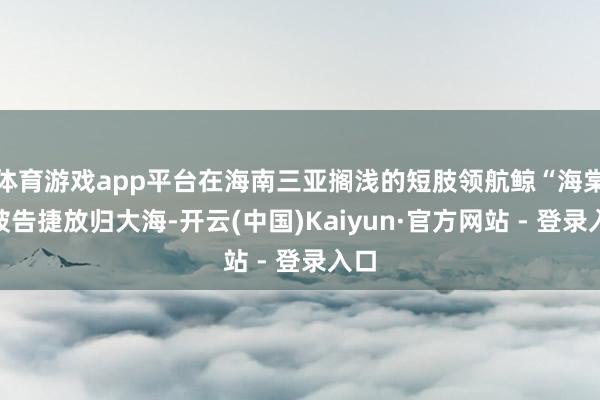 体育游戏app平台在海南三亚搁浅的短肢领航鲸“海棠”被告捷放归大海-开云(中国)Kaiyun·官方网站 - 登录入口