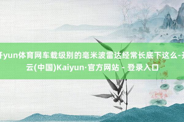 开yun体育网车载级别的毫米波雷达经常长底下这么-开云(中国)Kaiyun·官方网站 - 登录入口