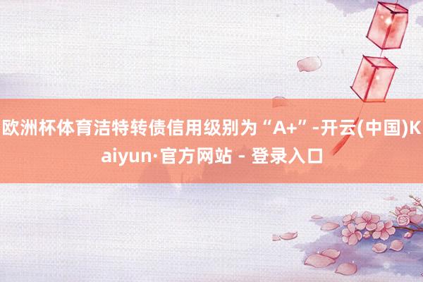 欧洲杯体育洁特转债信用级别为“A+”-开云(中国)Kaiyun·官方网站 - 登录入口